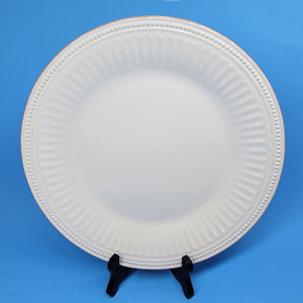 Lenox French Pearl Groove 11" Beaded Dinner Plate VGC